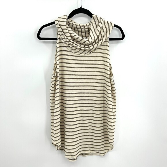 NWT CHASER Cream Gold Metallic Cowl Neck Open Back Vent Tank Top Size Medium - Picture 6 of 8